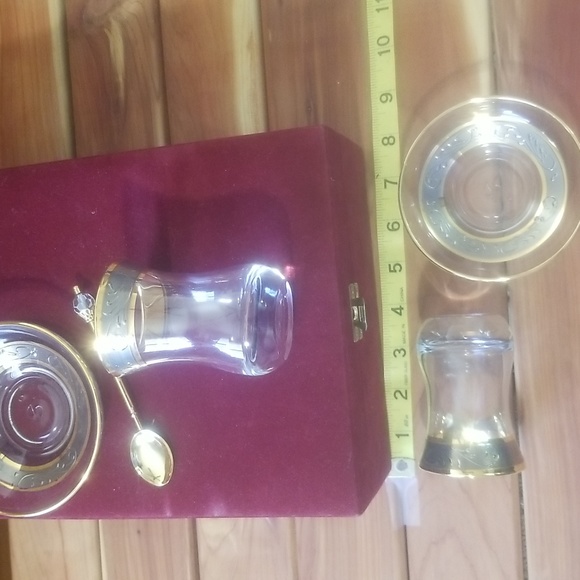 Kitchen Stunning Gold Glass Tea Set In Velvet Box Poshmark